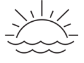 Rising sun in ocean icon